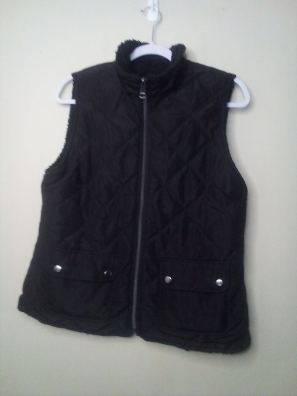 Christopher Banks Puffer Vest Women S Full Zip Pockets Black - Picture 2 of 14
